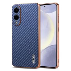 Per Samsung Galaxy S25 Edge 5G AZNS Custodia per telefono con trama in fibra di carbonio con bordo elettrolitico (blu)