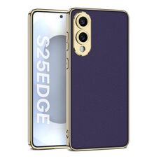 Per Samsung Galaxy S25 Edge 5G GKK Plating TPU Custodia per telefono in pelle a copertura totale (viola)
