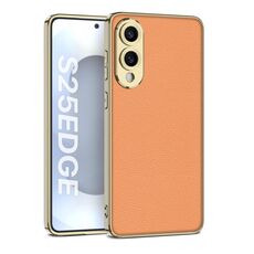 Per Samsung Galaxy S25 Edge 5G GKK Plating TPU Custodia per telefono in pelle a copertura totale (arancione)