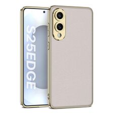 Per Samsung Galaxy S25 Edge 5G GKK Plating TPU Custodia per telefono in pelle a copertura totale (albicocca)