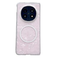 Custodia per telefono MagSafe con texture a conchiglia perlata per OPPO Find N5 (rosa)