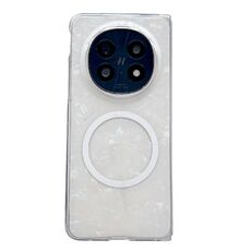 Custodia per telefono MagSafe con texture a conchiglia perlata per OPPO Find N5 (beige)