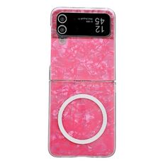 Custodia per telefono MagSafe con texture a conchiglia perlescente per Samsung Galaxy Z Flip4 (rossa)