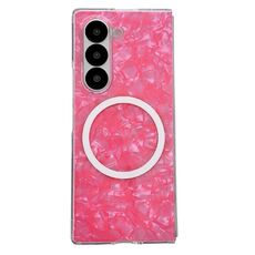 Custodia per telefono MagSafe con texture a conchiglia perlescente per Samsung Galaxy Z Fold4 (rossa)
