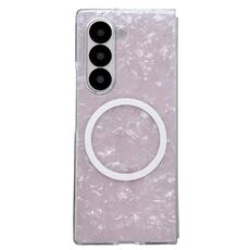 Custodia per telefono MagSafe con texture a conchiglia perlescente per Samsung Galaxy Z Fold6 (rosa)