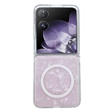 Custodia per telefono con texture a conchiglia perlescente per Xiaomi Mix Flip MagSafe (rosa)