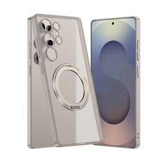 Per Samsung Galaxy S25 Ultra 5G GKK Custodia per telefono con supporto MagSafe semi-trasparente Skin Feel (grigio titanio)