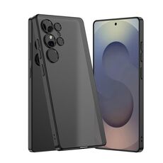 Per Samsung Galaxy S25 Ultra 5G GKK Custodia per telefono in PC semi-trasparente con effetto pelle (nero)