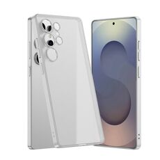 Per Samsung Galaxy S25 Ultra 5G GKK Custodia per telefono in PC semi-trasparente con effetto pelle (argento)