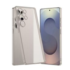 Per Samsung Galaxy S25 Ultra 5G GKK Custodia per telefono in PC semi-trasparente con effetto pelle (grigio titanio)