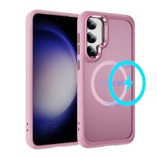 Per Samsung Galaxy S23+ 5G Custodia protettiva per obiettivo hardware MagSafe magnetica per PC ibrido in TPU per telefono (rosa)