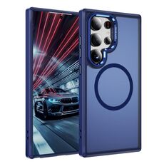 Per Samsung Galaxy S24 Ultra 5G Custodia protettiva per obiettivo hardware MagSafe Magnetic PC Hybrid TPU per telefono (blu)