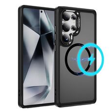 Per Samsung Galaxy S25 Ultra 5G Custodia protettiva per obiettivo hardware MagSafe Magnetic PC Hybrid TPU per telefono (nero)