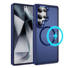 Per Samsung Galaxy S25 Ultra 5G Custodia protettiva per obiettivo hardware MagSafe Magnetic PC Hybrid TPU per telefono (blu)