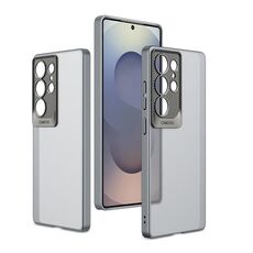 Per Samsung Galaxy S25 Ultra 5G GKK Custodia per telefono in PC con lente a scala semi-trasparente e sensazione di pelle (grigio)