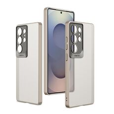 Per Samsung Galaxy S25 Ultra 5G GKK Custodia per telefono in PC con lente a scala semi-trasparente e sensazione di pelle (grigio titanio)