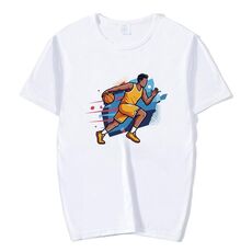 Maglietta a maniche corte con scollo rotondo e stampa con giocatore di basket, stampa su richiesta, taglia: XXXXL (bianco)