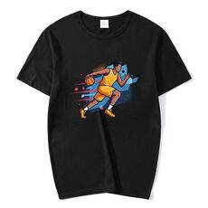 Maglietta a maniche corte con scollo rotondo e stampa con giocatore di basket, stampa su richiesta, taglia: XXXXL (nero)