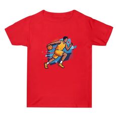 Maglietta a maniche corte in cotone estivo con stampa a giocatore di basket, stampa su richiesta, taglia: XXXL (rosso)