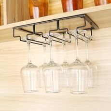 Supporto per calici da vino appeso capovolto, supporto per calici da vino appeso, dimensioni: 3 slot (nero)
