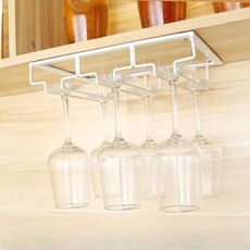 Supporto per calici da vino appeso capovolto, supporto per calici da vino appeso, dimensioni: 3 slot (bianco)
