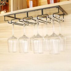 Supporto per calici da vino appeso capovolto, supporto per calici da vino appeso, dimensioni: 4 slot (nero)