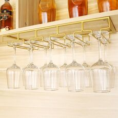 Supporto per calici da vino appeso capovolto, supporto per calici da vino appeso, dimensioni: 5 slot (oro)