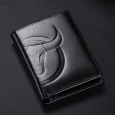 BULL CAPTAIN 0203 Portafoglio antifurto RFID in pelle bovina con più scomparti per carte (nero verticale)