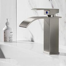 Rubinetto per lavabo a cascata in acciaio inox, miscelatore per acqua calda/fredda per lavabo, specifiche: grigio acciaio basso