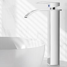 Rubinetto per lavabo a cascata in acciaio inox, miscelatore per acqua calda/fredda per lavabo, specifiche: placcatura in argento elevato