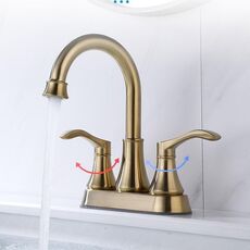 Rubinetto per lavabo da bagno a due fori con maniglia doppia per lavabo sottotop, comandi separati per acqua calda/fredda, specifiche: oro YH050