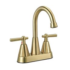 Rubinetto per lavabo da bagno a due fori con maniglia doppia per lavabo sottotop, comandi separati per acqua calda/fredda, specifiche: oro spazzolato YH069