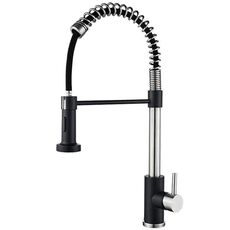 Rubinetto a molla estraibile per cucina, uscita acqua doppia, miscelatore acqua calda/fredda (nero spazzolato)