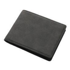 DEABOLAR Portafoglio corto da uomo con cerniera, semplice, in morbida pelle, con porta carte, per studenti, in stile retrò (nero)