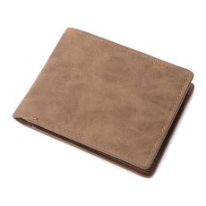 DEABOLAR Portafoglio corto da uomo con cerniera, semplice, in morbida pelle, con porta carte, per studenti, in stile retrò (marrone)