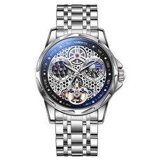 Orologio meccanico automatico luminoso impermeabile Dulunwe 6060C 30m (acciaio bianco bianco)