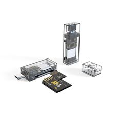 Adattatore OTG per lettore di schede trasparente USB-C/Type-C a SD/TF per PC/Laptop/Smartphone