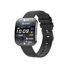 Orologio intelligente QS08 da 1,85 pollici a schermo intero con monitoraggio in tempo reale della frequenza cardiaca/glicemia/ossigeno nel sangue, avviso SOS, monitoraggio del sonno (nero)