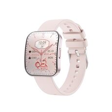 Orologio intelligente QS08 da 1,85 pollici a schermo intero con monitoraggio in tempo reale della frequenza cardiaca/glicemia/ossigeno nel sangue, avviso SOS, monitoraggio del sonno (rosa)
