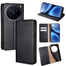 Per vivo X200 Pro 5G Gloss Oil Solid Color Magnetic Leather Phone Case (Nero)