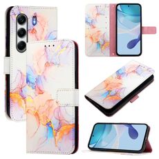 Per Tecno Camon 40 4G PT003 Custodia in pelle con motivo marmo (Galaxy Marble White)