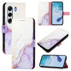 Per Tecno Camon 40 4G PT003 Custodia in pelle con motivo marmo (bianco viola)