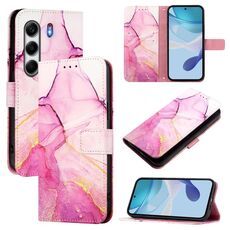 Per Tecno Camon 40 Pro 4G PT003 Custodia in pelle con motivo marmo (rosa, viola, oro)