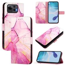 Per Asus Zenfone 12 Ultra PT003 Custodia in pelle con motivo in marmo (rosa, viola, oro)
