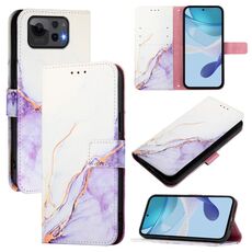 Per Asus Zenfone 12 Ultra PT003 Custodia in pelle con motivo in marmo (bianco viola)