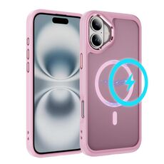 Per iPhone 16 Custodia protettiva per obiettivo hardware MagSafe magnetica per PC ibrido in TPU (rosa)