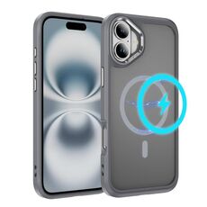 Per iPhone 16 Custodia protettiva per obiettivo hardware MagSafe magnetica in TPU ibrida per PC (grigio)