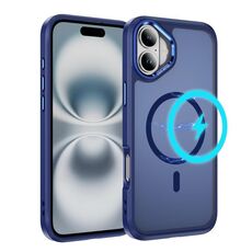 Per iPhone 16 Custodia protettiva per obiettivo hardware MagSafe Magnetic PC Hybrid TPU per telefono (blu)