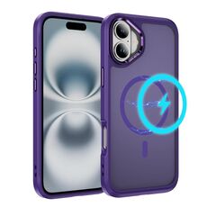 Per iPhone 16 Custodia protettiva per obiettivo hardware MagSafe magnetica in TPU ibrida per PC (viola)