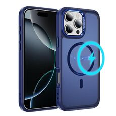 Per iPhone 16 Pro Custodia protettiva per obiettivo hardware MagSafe Magnetic PC Hybrid TPU per telefono (blu)